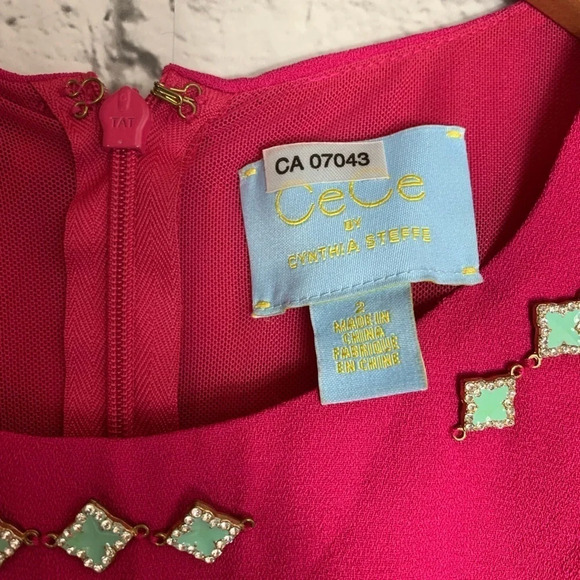 CeCe By  Cynthia Steffe Women’s Hot Pink Mesh Barbiecore Dress Size 2 Feminine - Picture 8 of 12